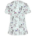 thumbnail image 2 of Heliisoer Blouse à Manches Courtes pour Femmes Col en V Uniforme de Travail Imprimé Dessin Animé, 2 of 3