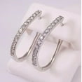 thumbnail image 3 of "Woman Huggie Hoop Earrings 2Ct Round Cut Diamond 14K White Gold Plated", 3 of 4