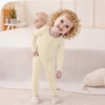 thumbnail image 5 of Nafuu Baby Girls Bodysuits Solid Color Crew Neck Long Sleeve Soft Fiber Romper Outfit For Toddlers Everyday Party Wear With Matching Hat Girl Bodysuit,Beige,0-3 Months, 5 of 9
