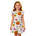 thumbnail image 4 of HNMKIU Halloween for Girls Flutter Sleeve Nightgown Summer Casual Cartoon Digital Print Dress White - 6-7 Years, 4 of 5