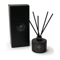 Rosbas, Reed Diffuser Set, Peppermint & Eucalyptus Scented, 6 oz Matte Black Glass Bottle, Gift Boxed, Long Lasting Freshener, Fragrance for Home, Handmade in USA