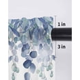 thumbnail image 6 of Blue Teal Botanical Curtains 72 Inch Length, Sheer Curtains for Bedroom Living Room Window Eucalyptus Leaves Pastoral Floral Rod Pocket Drapes Kitchen Curtains Small Half Window 52"x72" 2 Panels, 6 of 6