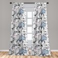 thumbnail image 2 of Tropical Window Curtains, Modern Design Outline Lily Flowers on Weathered Grunge Backdrop, Lightweight Decor 2-Panel Set with Rod Pocket, Pair of - 28"x84", Black White and Pale Sky Blue, by Ambesonne, 2 of 3
