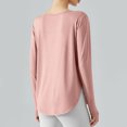 thumbnail image 4 of Pincandy Workout Tops for Women Flowy Hem Round Neck Long Sleeve Yoga Sports Shirts Casual Soild Pullover Loose Basic Tees Tops, 4 of 6