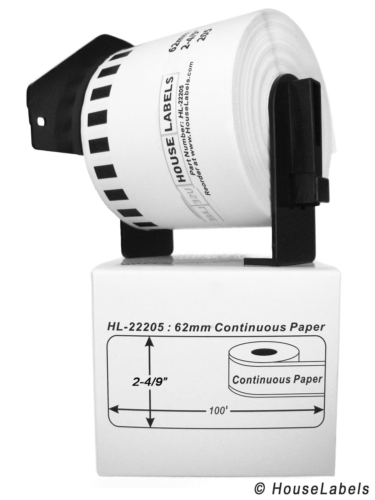 6 Rolls; Continuous Paper 2-4/9 x 100; 62mm30.48m - BPA Free! HouseLabels Brother Compatible DK-2205 Continuous Paper Labels 