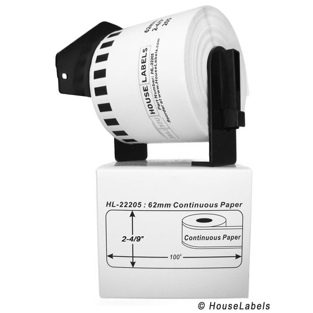 6 Rolls; Continuous Paper, HouseLabels Compatible with Brother DK2205