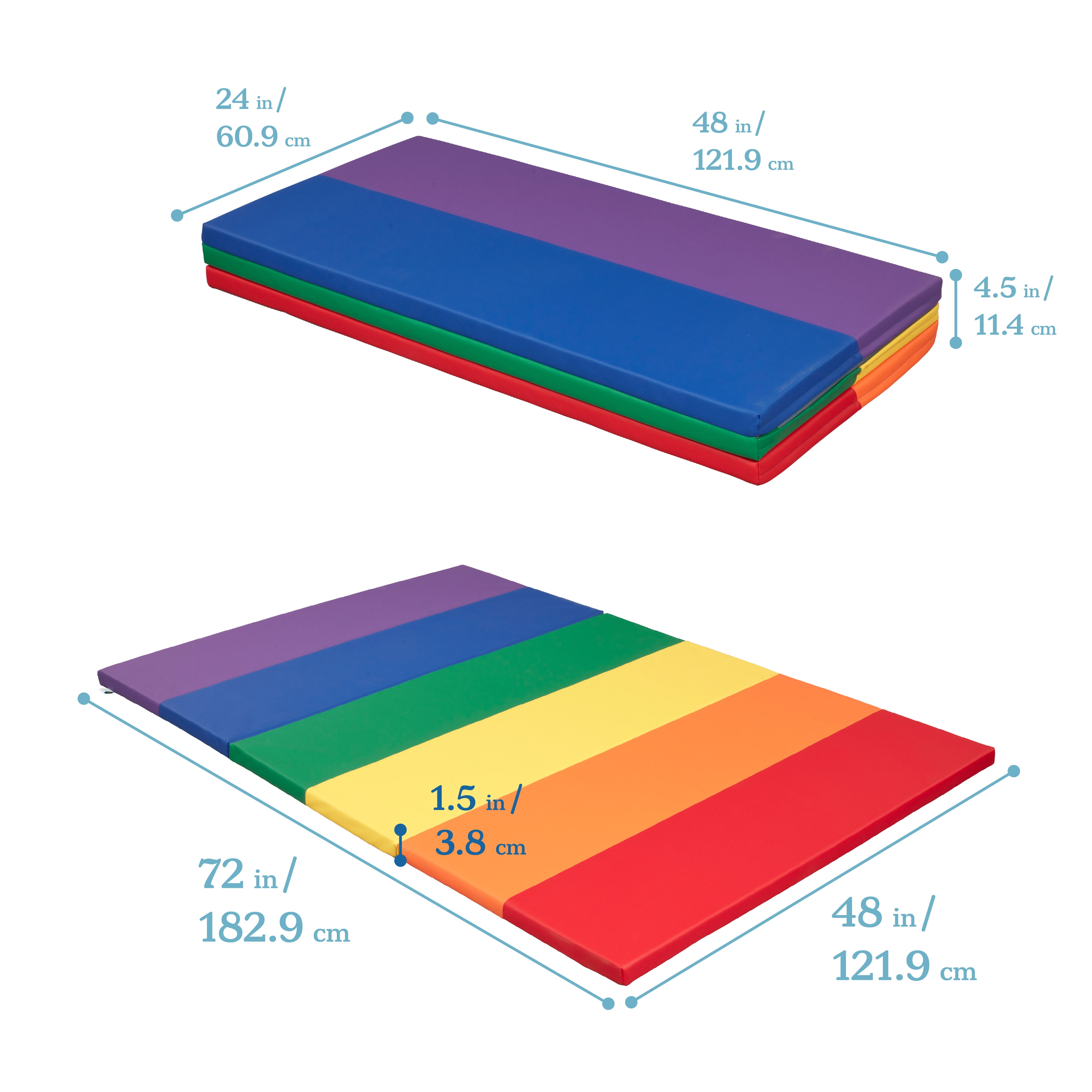 ECR4Kids SoftZone 6-Section Rainbow Runway Activity Mat, Folding Playmat, Assorted
