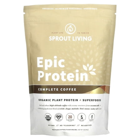 Epic Protein  Organic Plant Protein + Superfoods  Complete Coffee  1 lb (456 g)  Sprout Living