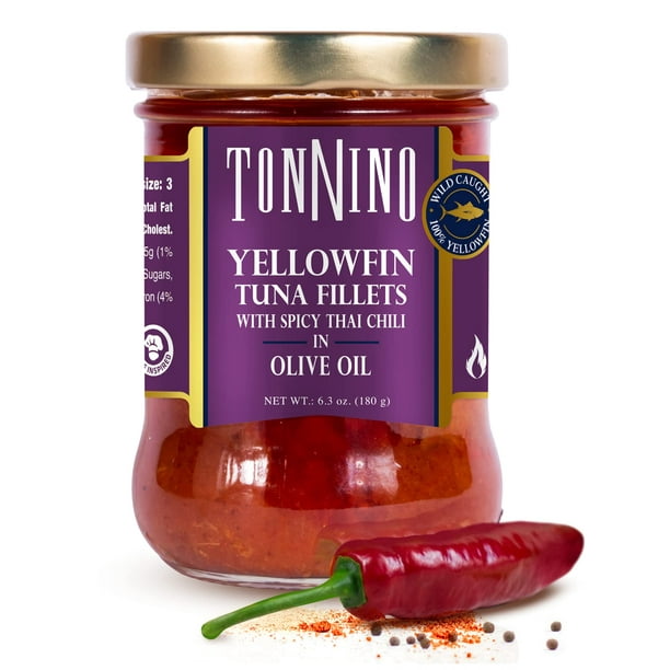 Tonnino Tuna Fillets Low Calorie and Gluten Free Yellowfin Jarred