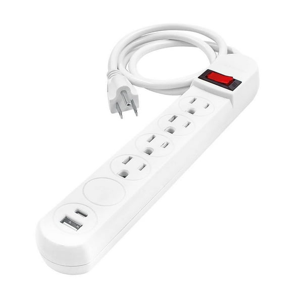 Multicontacto Sanelec Supresor de picos, modelo 1337, color blanco