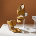 thumbnail image 2 of SACFOF Women's Fashion Chunky Wedge High Heels Sandals Open Toe Slip On Pumps Dressy Slide Heeled Sandal, 2 of 6