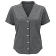 thumbnail image 4 of cocolona Womens Summer Linen Tops Dressy Casual Trendy Blouses Short Sleeve V-Neck Button Shirts with Pockets, 4 of 4