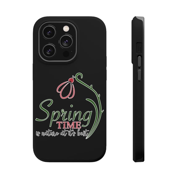 DistinctInk Tough Case for Apple iPhone 15 PRO (6.1" Screen), Compatible with MagSafe Charging - Spring Time Nature At Best