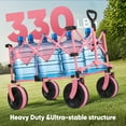 thumbnail image 6 of Sekey 220L Collapsible Foldable Wagon with 330lbs Weight Capacity, Heavy Duty Folding Utility Garden Cart with Big All-Terrain Beach Wheels & Drink Holders.Pink, 6 of 7