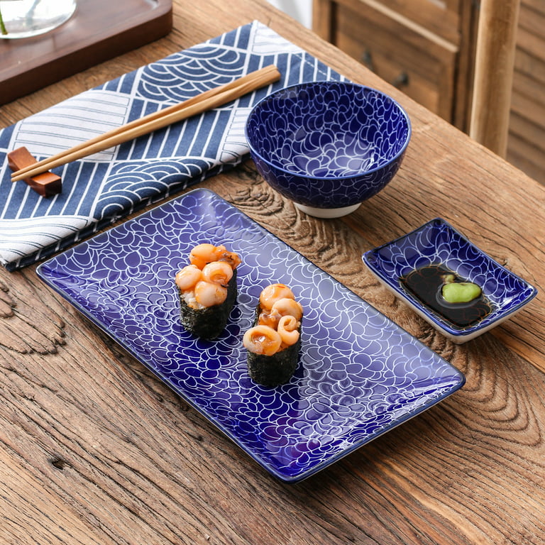 vancasso Takaki Porcelain Sushi Plate Set for 2, Japanese Style