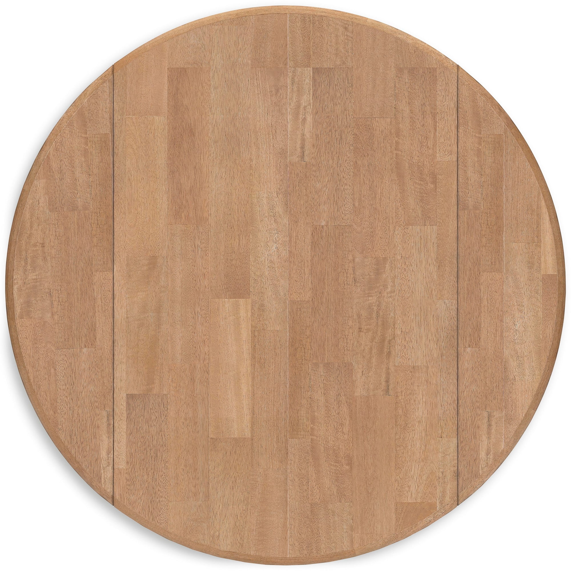 Signature Design by Ashley Gesthaven Round Drop Leaf Dining Table – Natural Wood & White Base, Space-Saving, Contemporary Kitchen & Dining Room Table