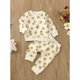 thumbnail image 2 of Bagilaanoe 2Pcs Toddler Baby Girl Long Pants Set Floral Print Long Sleeve Sweatshirt Pullover Tops+ Trousers 6M 12M 18M 24M 3T Infant Fall Casual Sweatsuit, 2 of 9