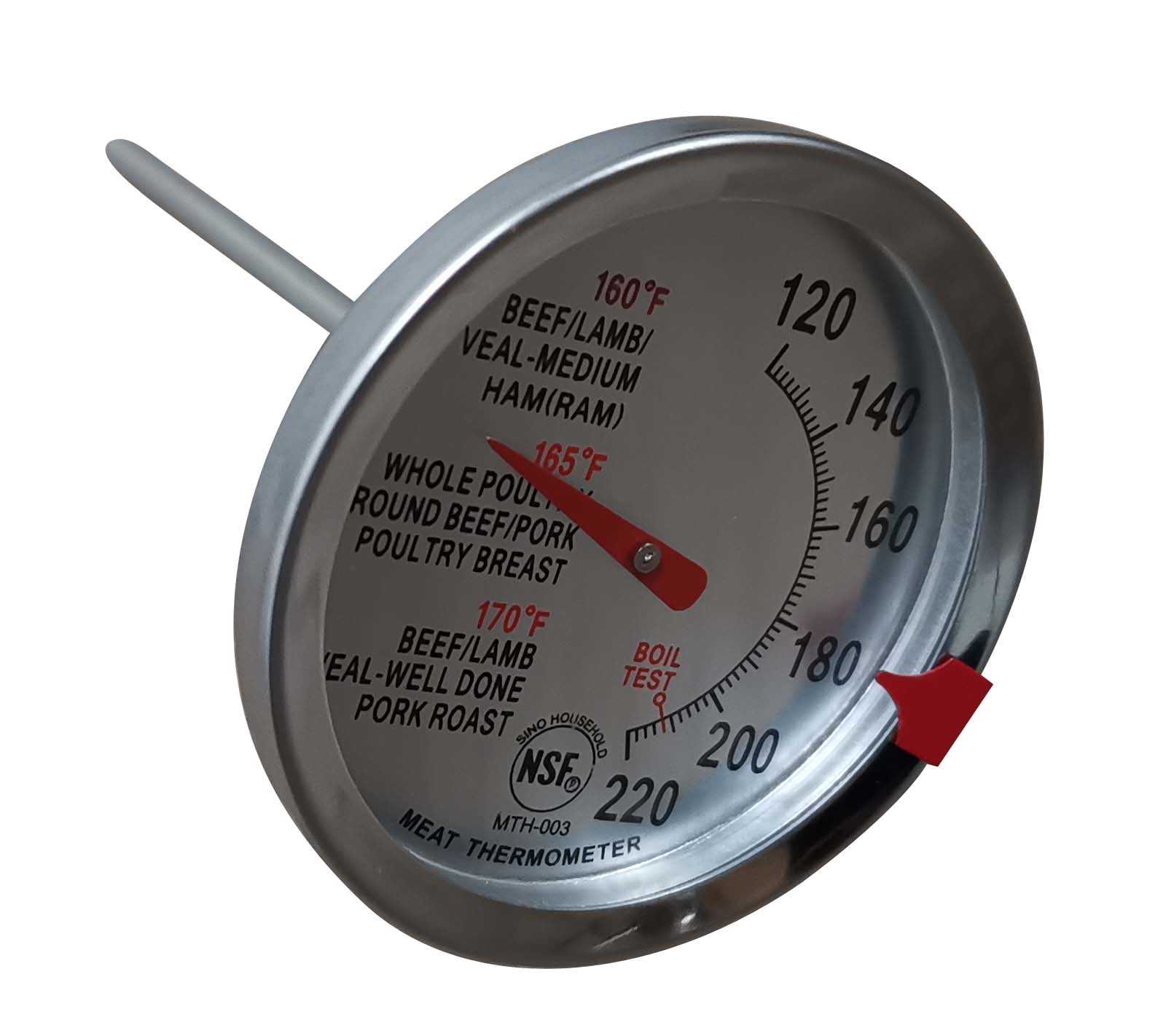 Mainstays NSF Approved Meat Thermometer with 2.2"x 2.2" Round Tempered Glass Transparent Display