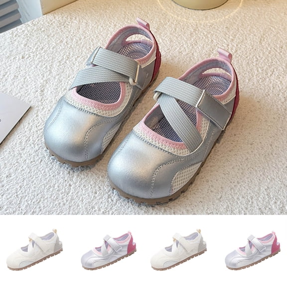 Wide Toe Shoes for Girls Zero Drop Sneakers Little Kids Tennis Running Casual Shoes Non-Slip Shoe Lightweight Comfort Outdoor Activities Silver 3(36)