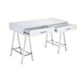 thumbnail image 5 of GZXS Contemporary Writing Desk with Built-in Charging Station, Dual Drawers, Glossy MDF Top and Chrome Metal Legs, 54"L x 22"W x 32"H, Black, 5 of 7