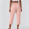 thumbnail image 6 of Hilenly Womens Cotton Capri Pants High Waisted Pleated Wide Leg Capris Summer Casual Work Slacks with Pockets, 6 of 8