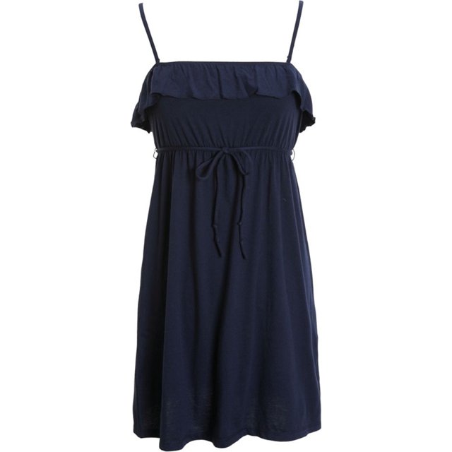 Aeropostale vestido de verano con cuello de volantes para mujer, azul, extra pequeño