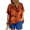 thumbnail image 2 of LYXSSBYX Womens 2 Piece Pajamas Shorts Clearance 2PC Women Casual Summer Sports Suit Round Neck Print Short Sleeve Solid Shorts Set, 2 of 8