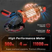 SHALL 4-1/2 Inch 11000 RPM Angle Grinder 4Amp with Guards, 3 Cutting Discs, 3 Grinding Wheel, Non-Slip Handle, Wrench and Carbon Brush for Metal and Wood