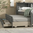 thumbnail image 4 of Full Bed with Bookcase,Twin Trundle,Drawers,Gray, 4 of 8