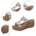 thumbnail image 5 of Rokment Women's Cork Footbed Platform Slides Sandals Stylish Casual Leather Cut out Chunky Wedge High Heels Backless Slip on Dress Slippers for Ladies Summer Silver Size 9, 5 of 8