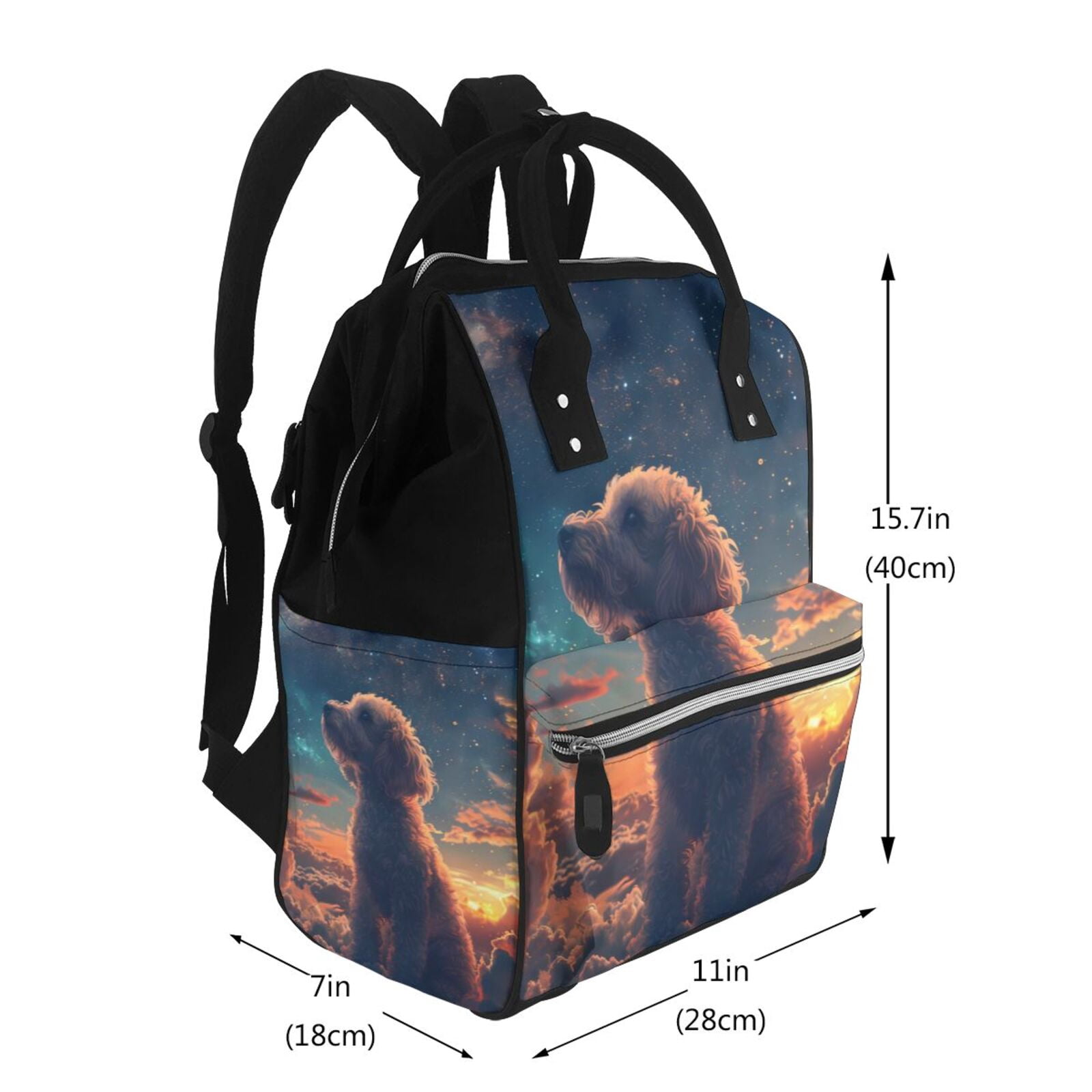 Fuzoiu Starry Sky Cloud Puppy Print Diaper Bag Backpack,Baby Essentials Travel Tote,Multi function Waterproof Diaper Bag, Travel Essentials Baby Bag - Unisex