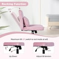 thumbnail image 5 of Criss Cross Chair, Office Chair Cross Legged with Wheels, Armless Office Chair, Velvet Desk Chairs with Wheels for Home Office, Meditation, Makeup (Velvet Light Pink), 5 of 18