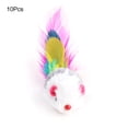 thumbnail image 2 of Flmtop 10Pcs/Lot Soft Fleece False Mouse Cat Toys Colorful Feather Funny Playing Mice, 2 of 7