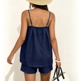 thumbnail image 6 of akafmk Shorts Sets for Women 2 Piece Summer Linen Camisole Top and Shorts with Pockets Homewear Sleepwear Pajamas Casual Outfits, 6 of 7