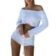thumbnail image 2 of VISgogo, conjunto de 2 piezas de punto a la moda para mujer, Tops cortos con hombros descubiertos de Color sólido/rayas + conjunto de pantalones cortos con cintura elástica para mujer, S/M/L VISgogo  moda, 2 of 9