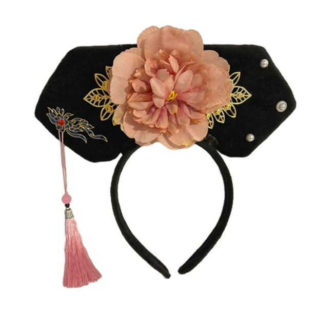 Tocado chino adornado decorativo con borla Hanfu aro de pelo chino Qing Estilo A