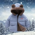 thumbnail image 2 of Ruyang Toddler Boys Fleece Lined Puffer Jacket Cute Bear Hooded Down Coat Baby Girls Winter Padded Warm Quilted Outerwear, 2 of 5