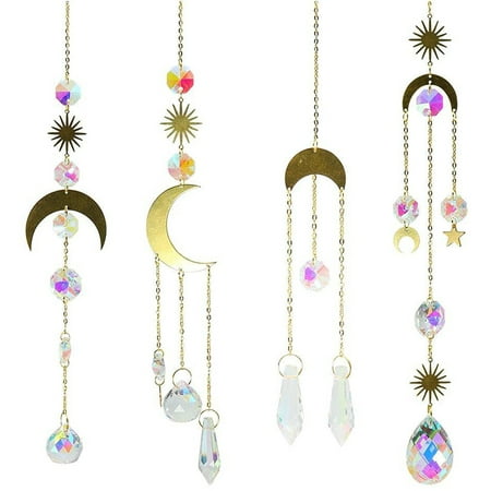 

Leylayray Rainbow Crystal Pendant Aimiyaelec Moon Suns Tires Interior Decoration Wind Chimes atcher Window Outdoor Garden Decoration Wind Chimes