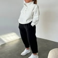 thumbnail image 4 of Women 2 Piece Tracksuits Solid Color Buttons Sweatshirt and Sweatpants, 4 of 9