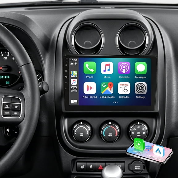 Android 15 Car Stereo for Jeep Patriot 2009-2017 Upgrade 10 inch Touch Screen with Wireless CarPlay & Android Auto GPS Navi BT WiFi SWC FM 2 32G