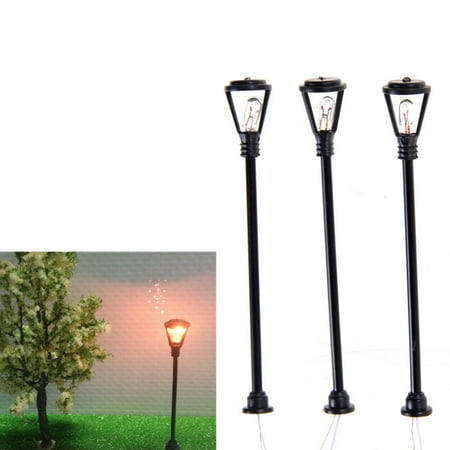 

10pcs Model Garden Lamps HO Scale 1:100 Black Layout Garden Lights Model