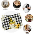 thumbnail image 6 of Honey Bee Gnome Placemats,Spring Summer Daisy Floral Linen Place Mats Set of 4,Black White Buffalo Plaid Dinner Mats for Family Dinner 12x18 Inch, 6 of 6