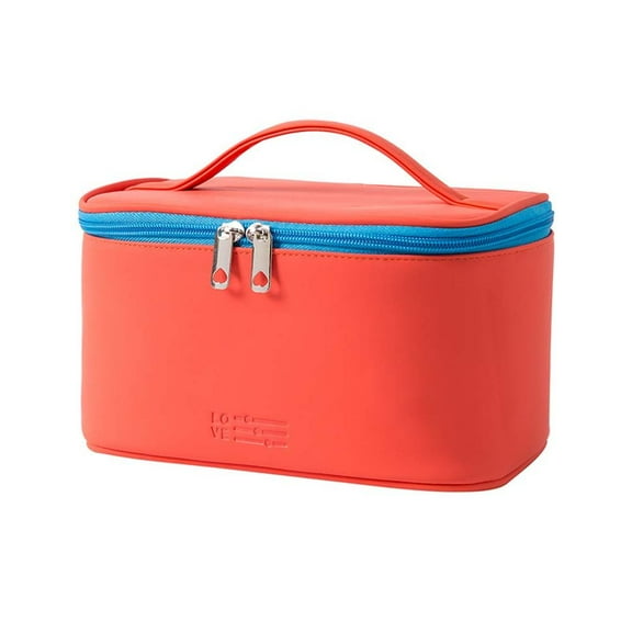 Portable Female Macaron Color Makeup Cases Large Capacity Travel Makeup Bag Toiletry Bag Cosmetic Organizer Storage Pouch RED
