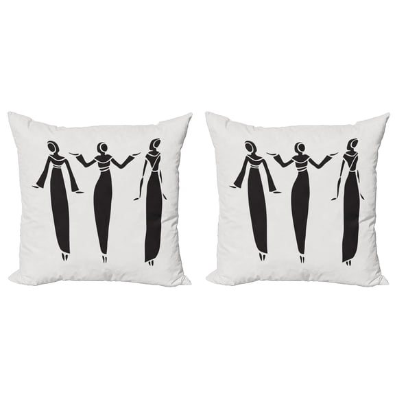 Ambesonne Ethnic Throw Pillow Cover 2 Pack, Girl in Hijab, 18", Black White