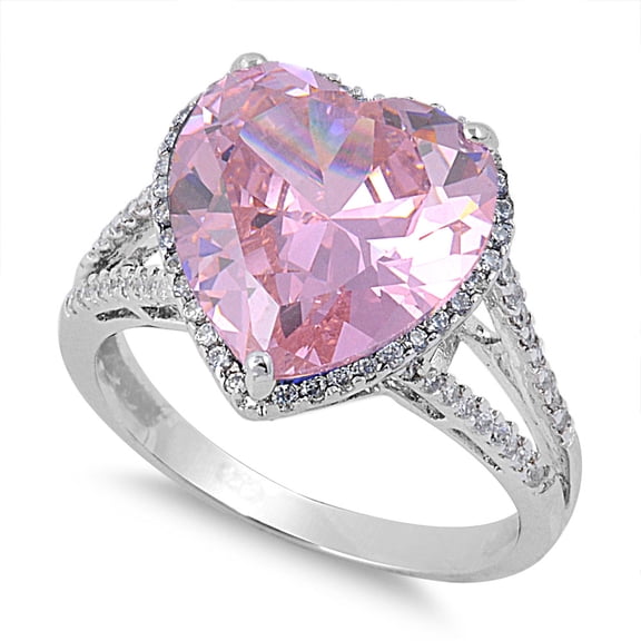Candy Heart Crush Pink Cubic Zirconia Ring Sterling Silver 925