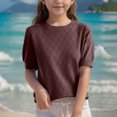 thumbnail image 2 of Jalioing Kids Girls Casual Shirts Loose Solid Color Half Sleeve Tunic Tops Spring Fashion Crew Neck T Shirts Clothes, 2 of 4