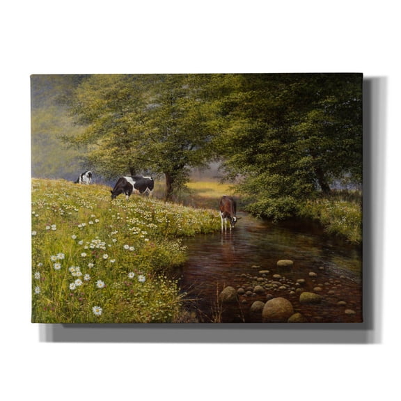 Epic Graffiti 'Cattle By The Stream' by Bill Makinson, Canvas Wall Art, 16"x12"