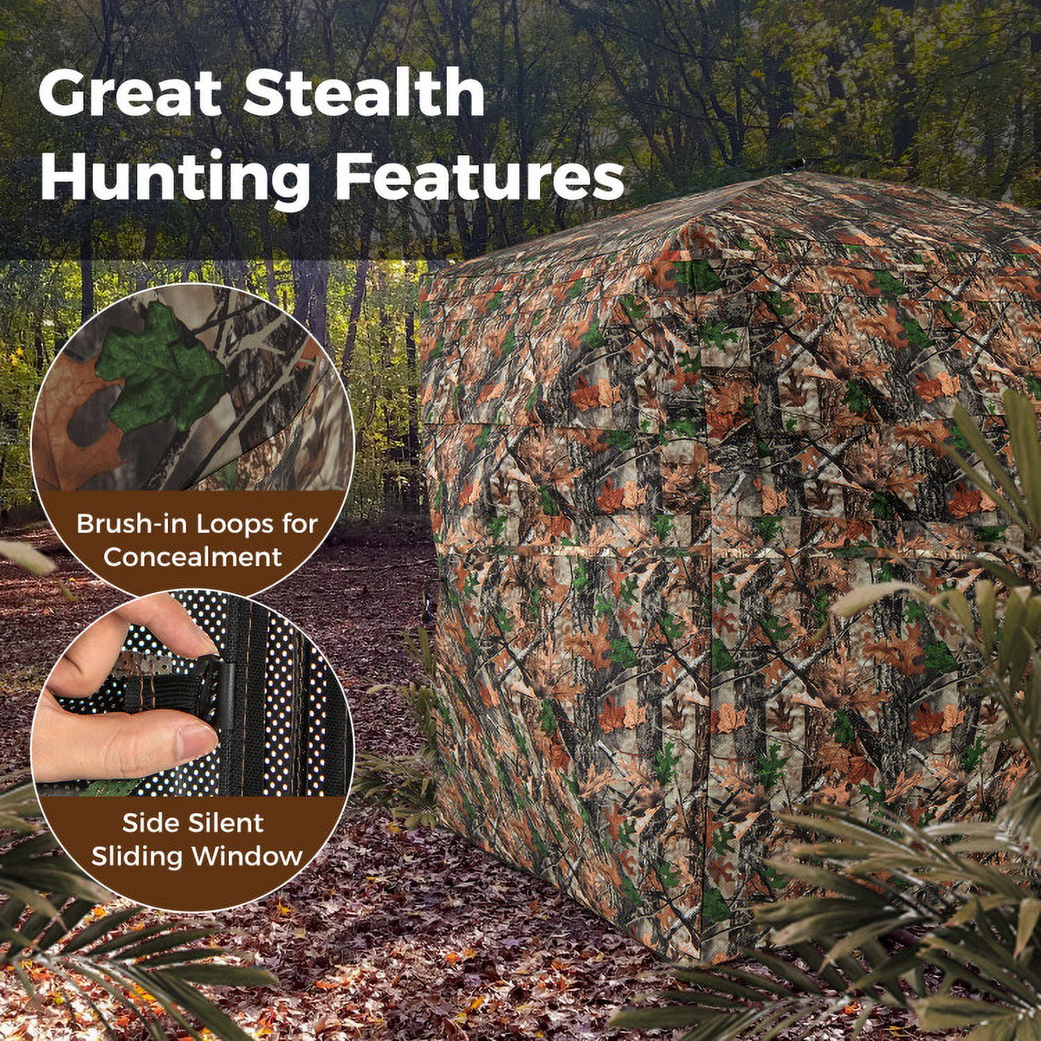 YYAo Tent,82 Inch Tall Hunting Blind 270° One Way See Through Ground Tent for 3-4 People