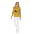 thumbnail image 3 of YEMAK Women's Black Cat Applique Crewneck Long Sleeve Casual Knit Pullover Sweater MK8207-OLV-S, 3 of 4