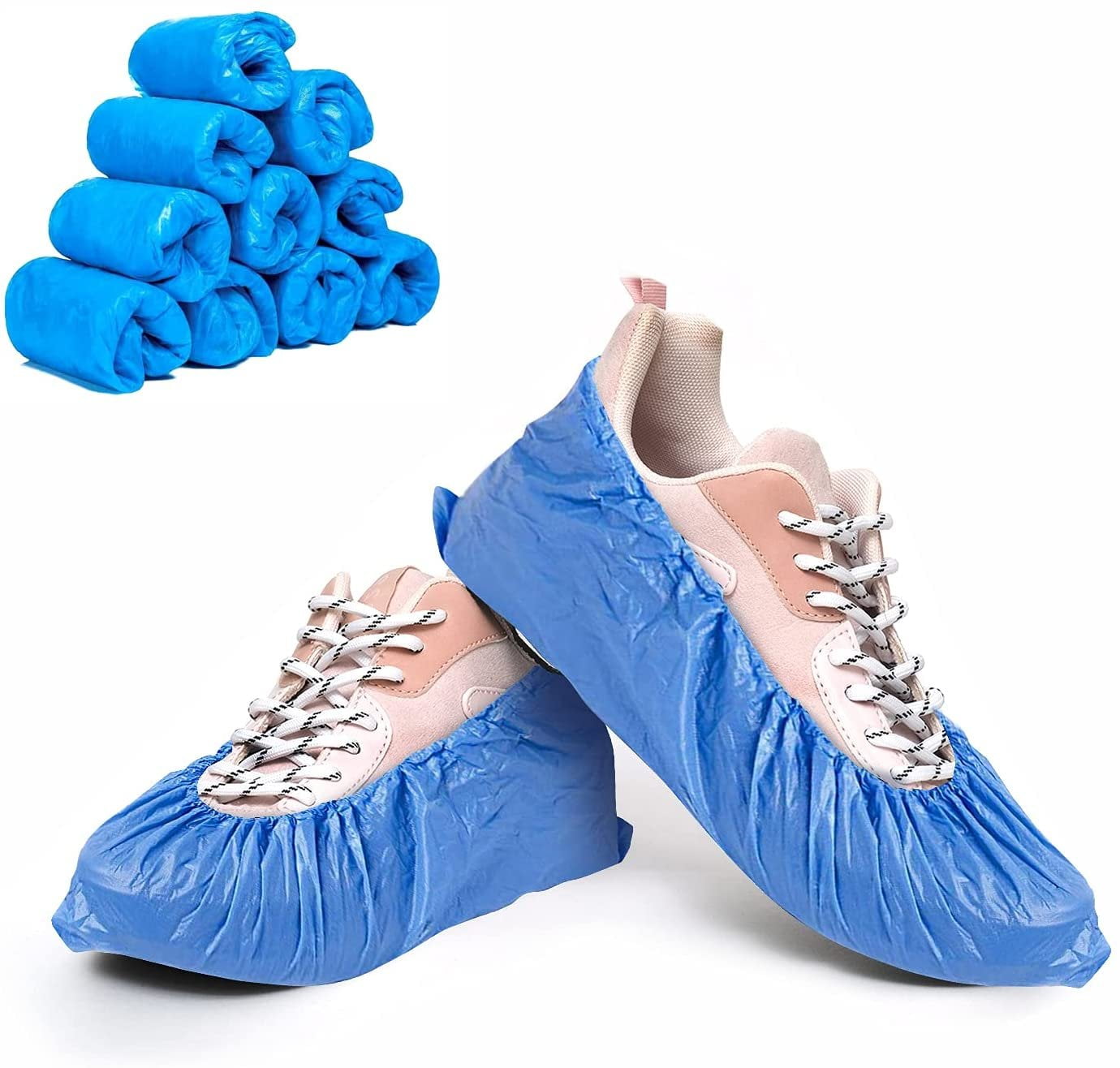 Unisex Disposable Shoe Covers Plastic Overshoes Blue Floor Boot Protector Cover 